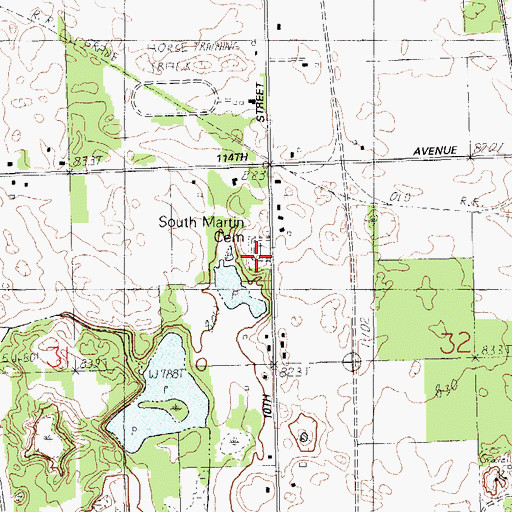 Topographic Map of South Martin Cemetery, MI