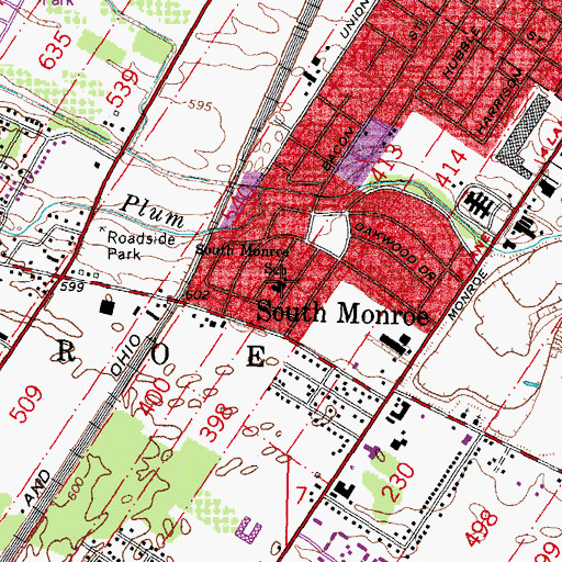 Topographic Map of South Monroe Townsite Headstart School, MI