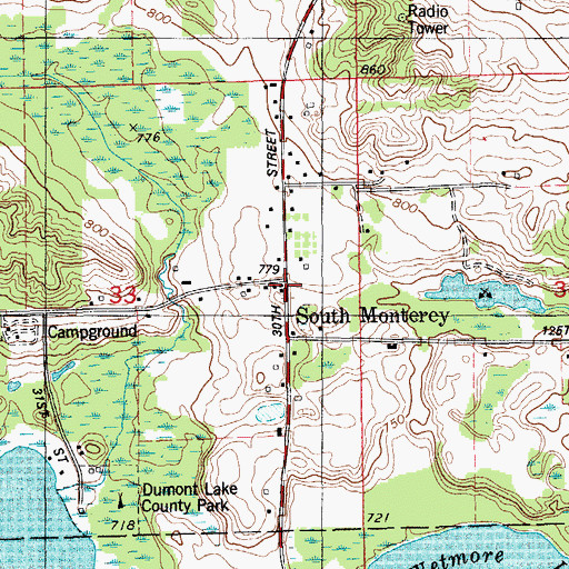 Topographic Map of South Monterey, MI