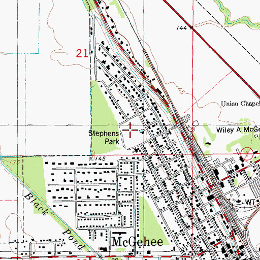 Topographic Map of Stephens Park, AR