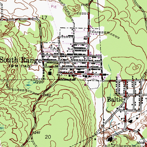 Topographic Map of South Range, MI