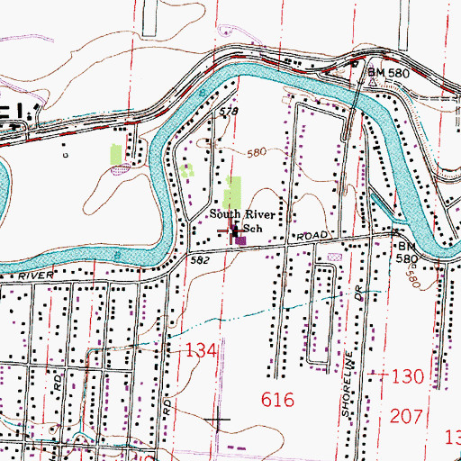Topographic Map of South River School, MI