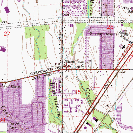 Topographic Map of South Road School, MI