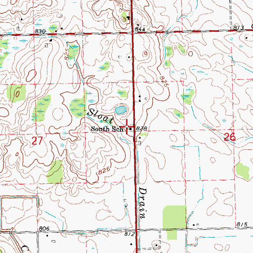 Topographic Map of South School, MI