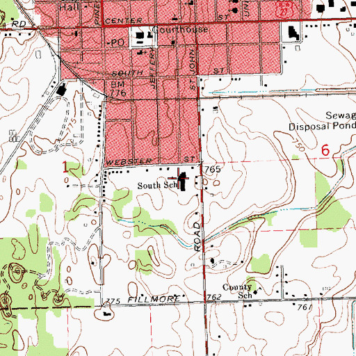 Topographic Map of South School, MI