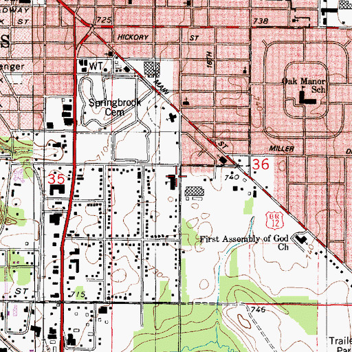 Topographic Map of South Side School, MI