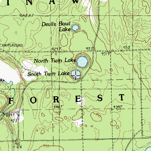 Topographic Map of South Twin Lake, MI