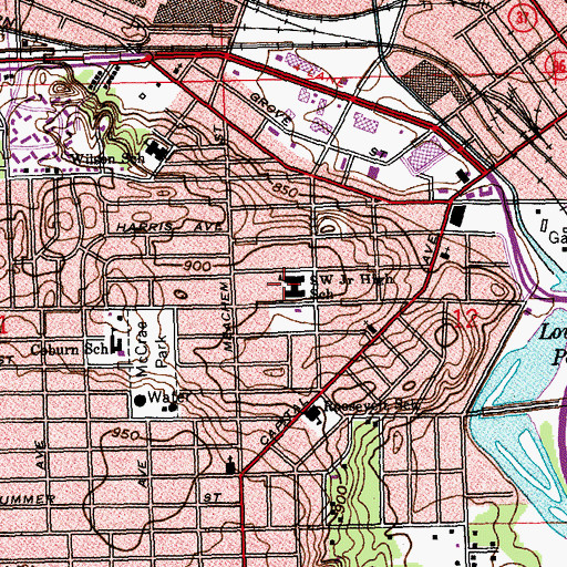 Topographic Map of South West Junior High School, MI