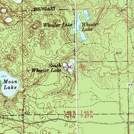 Topographic Map of South Wheeler Lake, MI