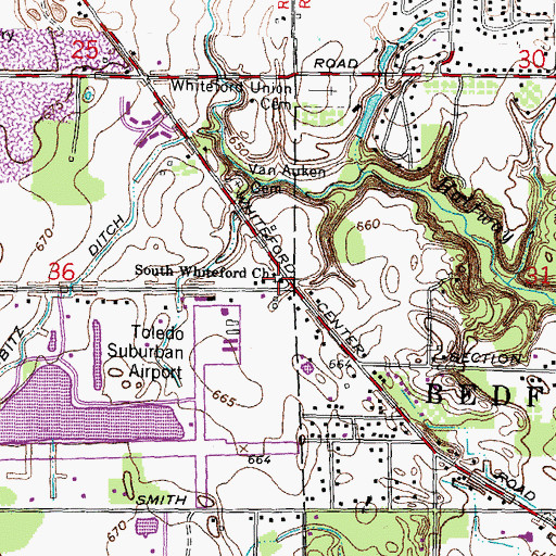 Topographic Map of South Whiteford Church, MI