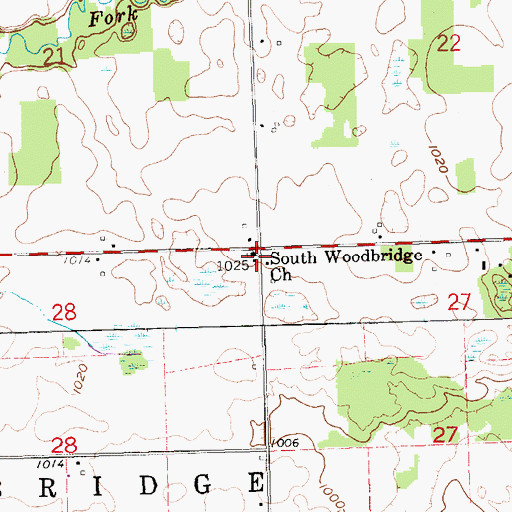 Topographic Map of South Woodbridge Church, MI