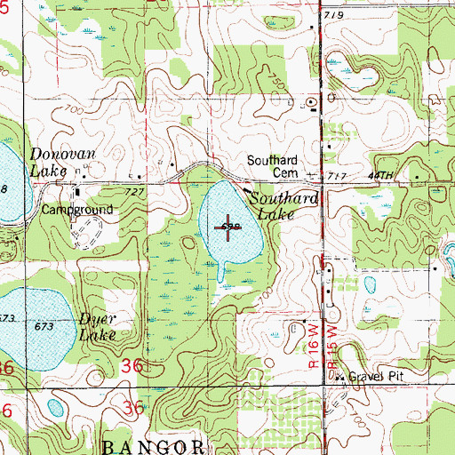 Topographic Map of Southard Lake, MI
