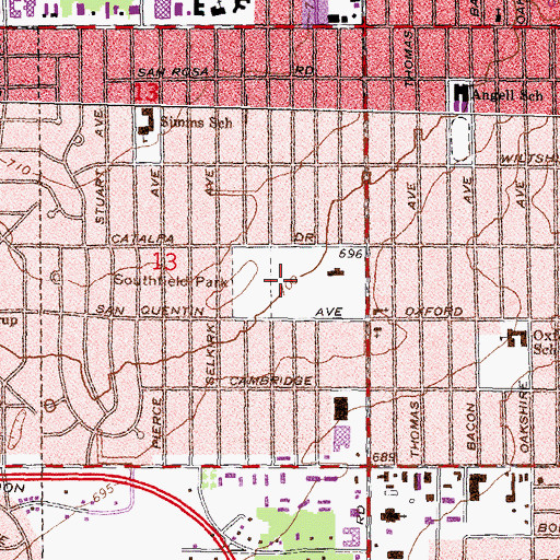 Topographic Map of Catalpa Oaks County Park, MI