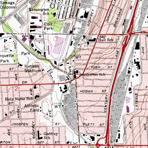 Topographic Map of The Potter's House Christian High School, MI
