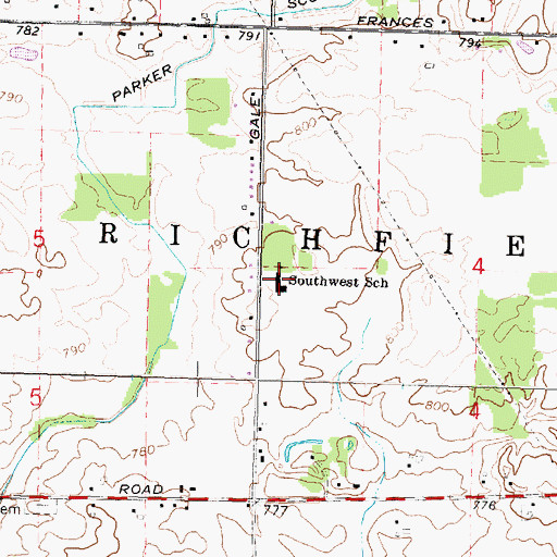 Topographic Map of Southwest School, MI
