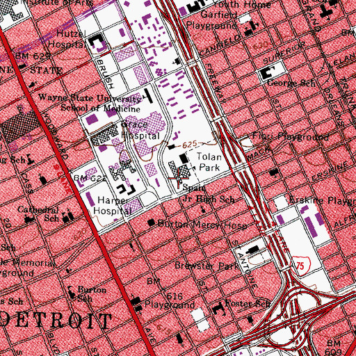Topographic Map of Spain Junior High School, MI