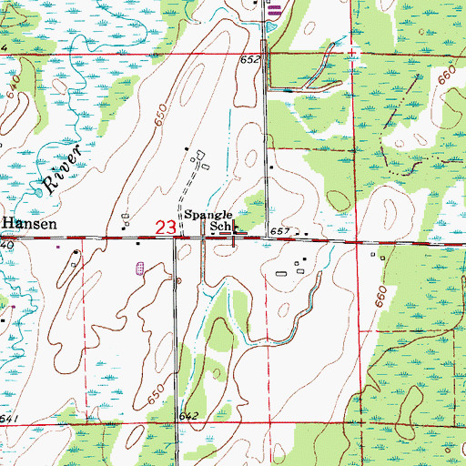 Topographic Map of Spangle School, MI