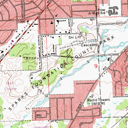 Topographic Map of Sparks Foundation County Park, MI