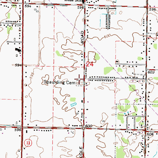 Topographic Map of Spaulding Cemetery, MI