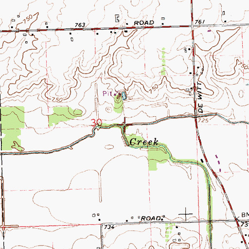 Topographic Map of Spaulding Drain, MI