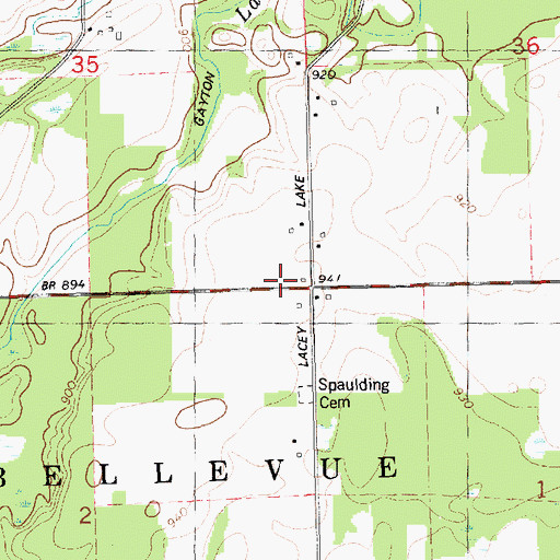 Topographic Map of Spaulding School, MI