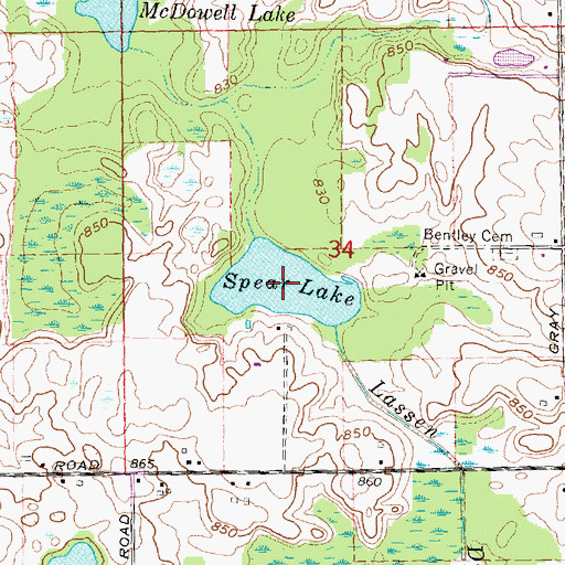 Topographic Map of Spear Lake, MI