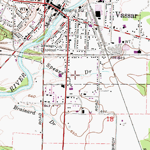 Topographic Map of Spears Drain, MI