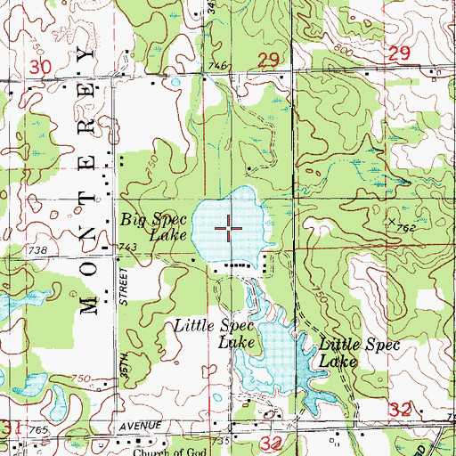 Topographic Map of Big Spec Lake, MI