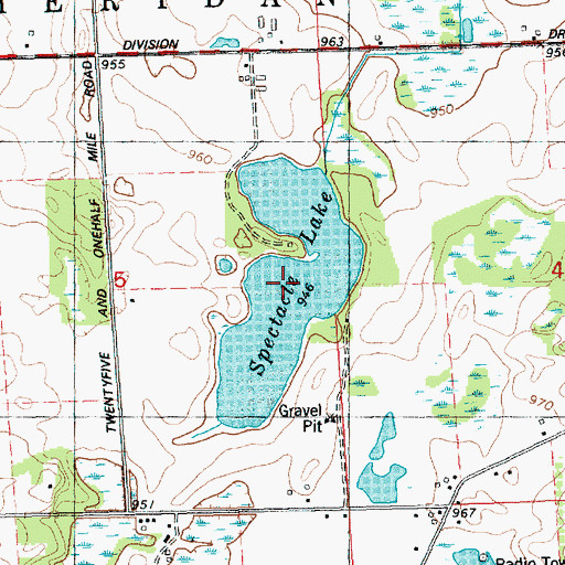 Topographic Map of Spectacle Lake, MI