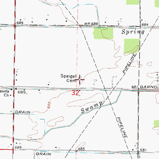 Topographic Map of Speigel Cemetery, MI