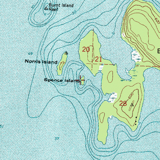 Topographic Map of Spence Island, MI