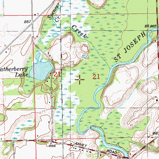 Topographic Map of Spencer Creek, MI
