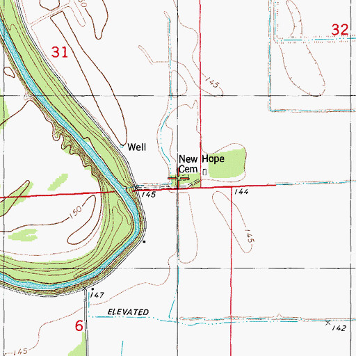 Topographic Map of New Hope Cemetery, AR