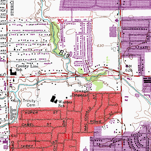 Topographic Map of Spencer Drain, MI