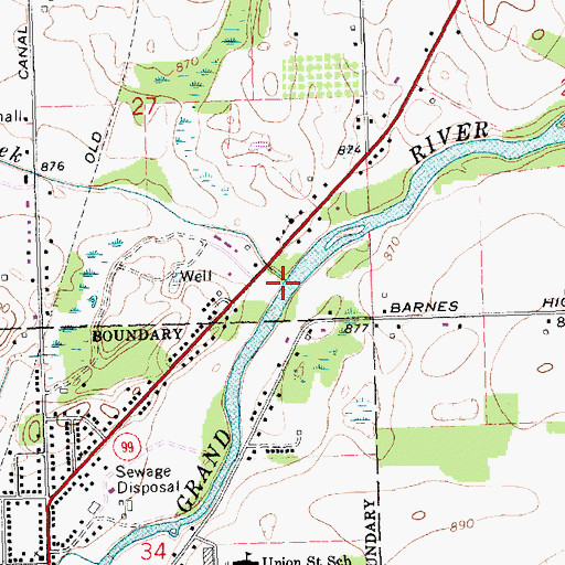 Topographic Map of Spicer Creek, MI
