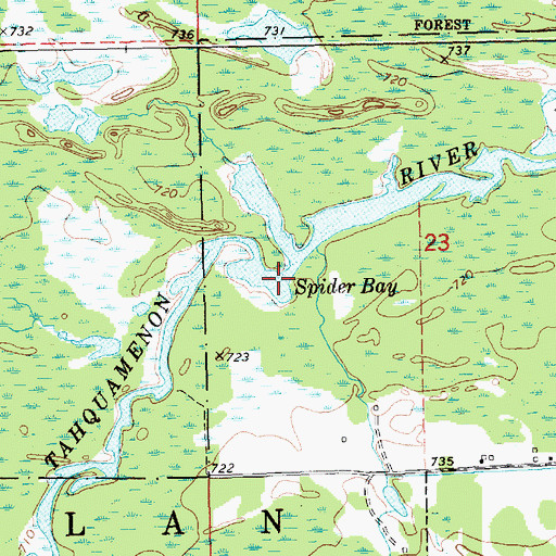 Topographic Map of Spider Bay, MI