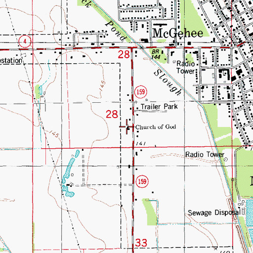 Topographic Map of Church of God, AR