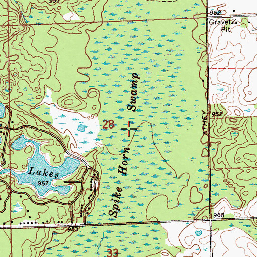 Topographic Map of Spike Horn Swamp, MI