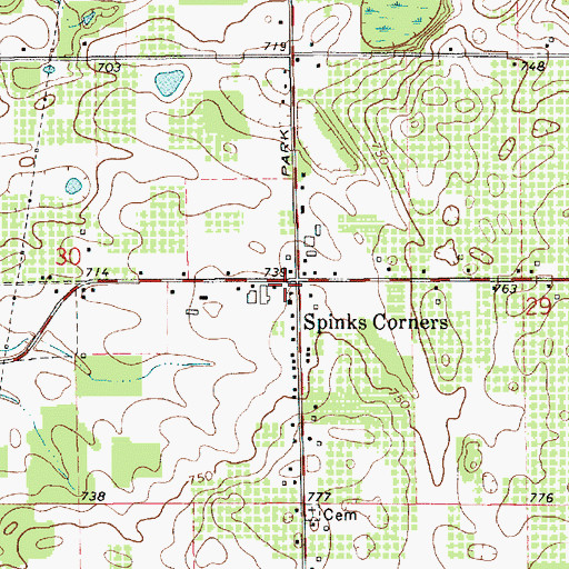 Topographic Map of Spinks Corners, MI