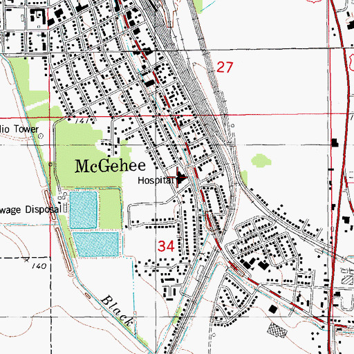 Topographic Map of McGehee - Desha County Hospital, AR