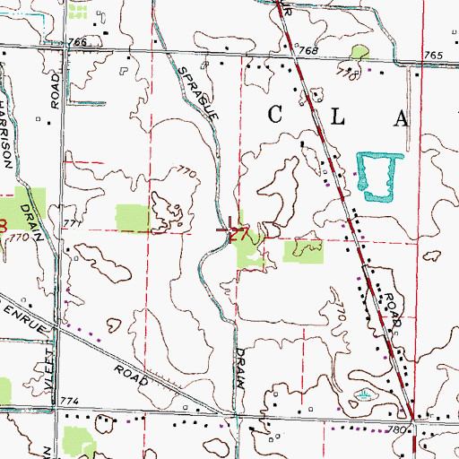 Topographic Map of Sprague Drain, MI