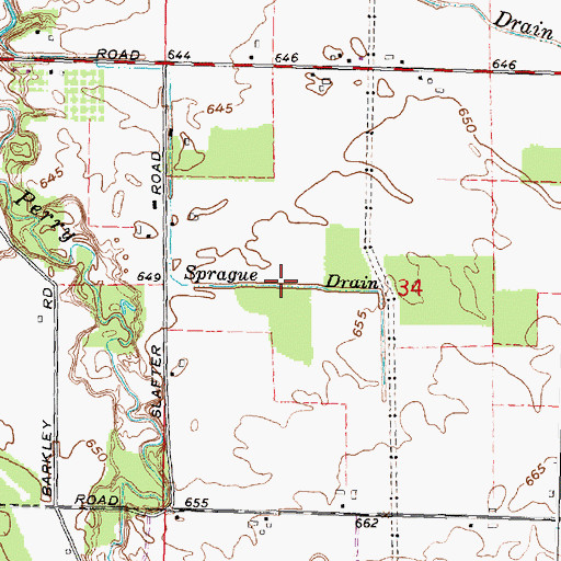 Topographic Map of Sprague Drain, MI