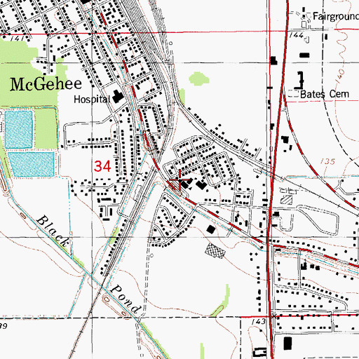 Topographic Map of McGehee Primary School, AR