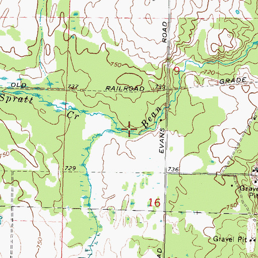Topographic Map of Spratt Creek, MI