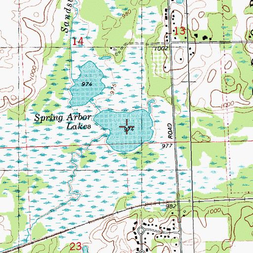Topographic Map of Spring Arbor Lakes, MI