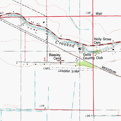 Topographic Map of Beasley Cemetery, AR