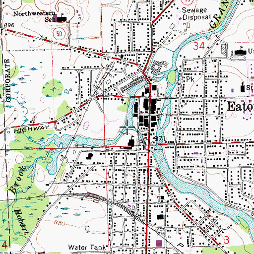 Topographic Map of Spring Brook, MI