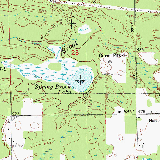 Topographic Map of Spring Brook Lake, MI