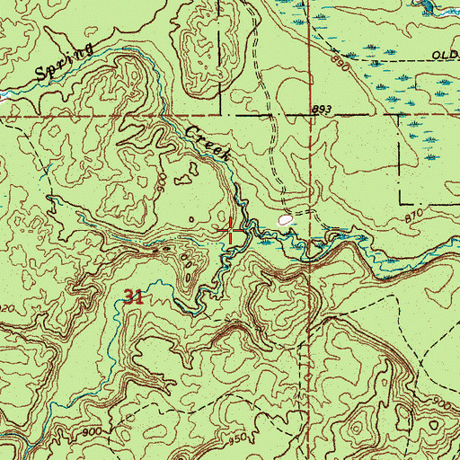 Topographic Map of Spring Creek, MI