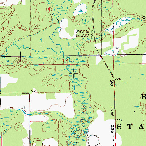 Topographic Map of Spring Creek, MI